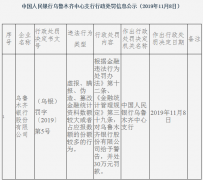 乌鲁木齐银行违法遭罚 虚报伪造篡改金融统计资料