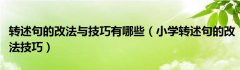 小学转述句的改法技巧（转述句的改法与技巧有哪些）