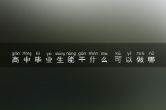 高中毕业生能干什么 可以做哪些工作