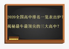 2020全国高中排名一览表出炉？揭秘最牛最顶尖的三大高中？