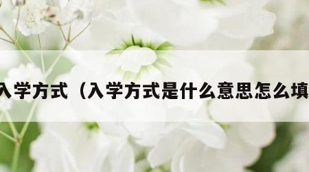 入学方式（入学方式是什么意思怎么填）