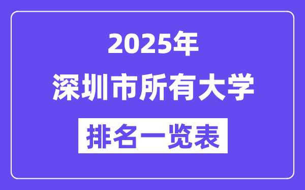 2025年深圳市所有大学排名一览表（10所完整版）