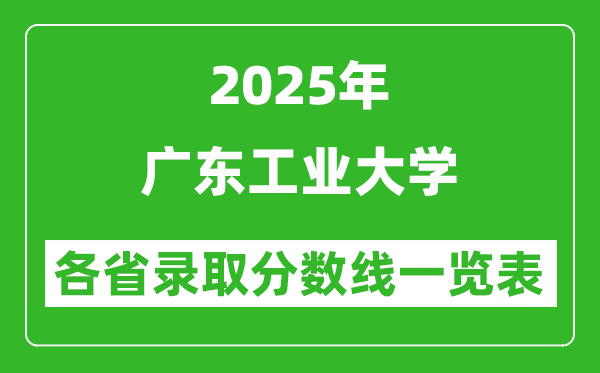 2025年广东工业大学各省录取分数线一览表(含2024年最低分)