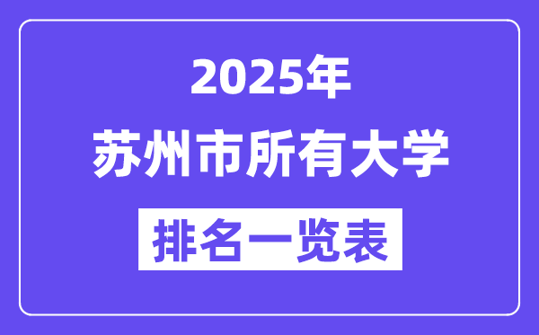2025年苏州市所有大学排名一览表（25所完整版）